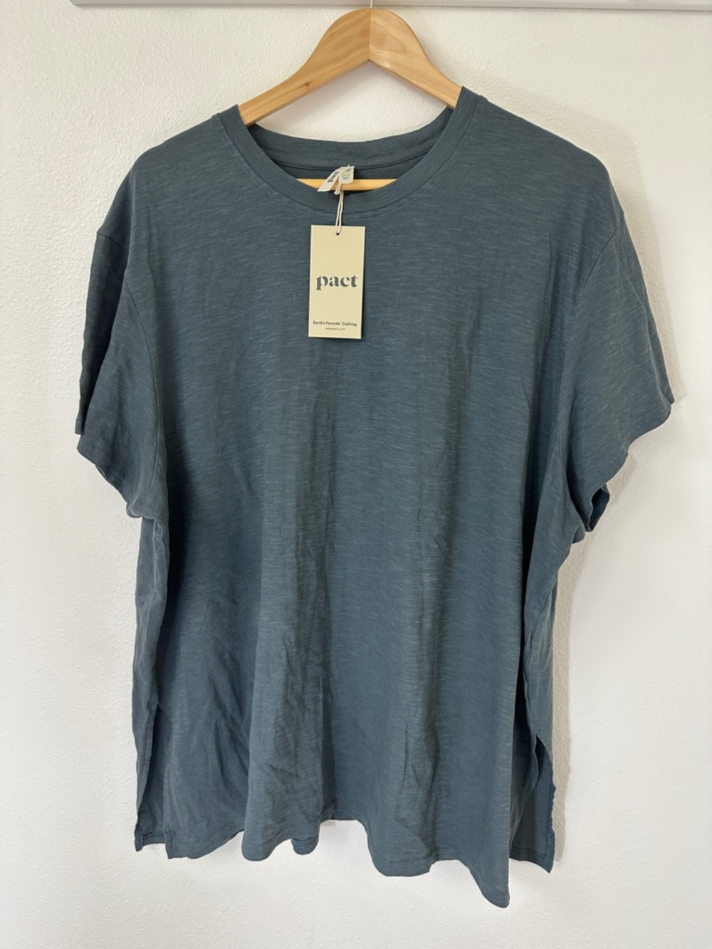 Pact Organic Cotton 100% Slub Crewneck Tee XXXL Tshirt Heathered Blue/gray NEW